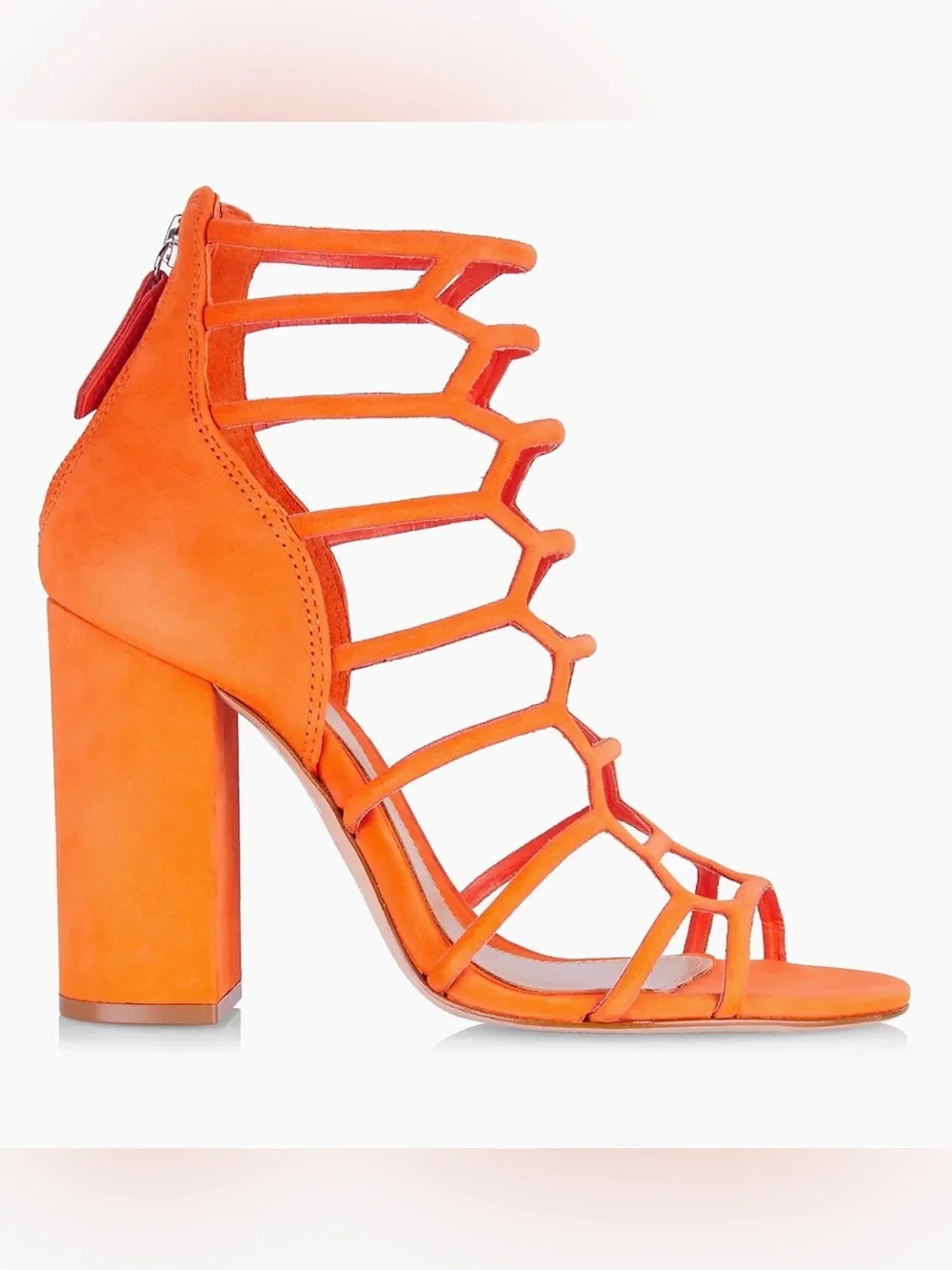 Schutz Julianna Orange Suede Gladiator Block Heels Sandals Sz 6.5
